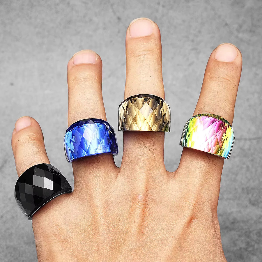 Metal Town Ring, Edelstahl, Kristall, Bunt, Unisex - Bild 2