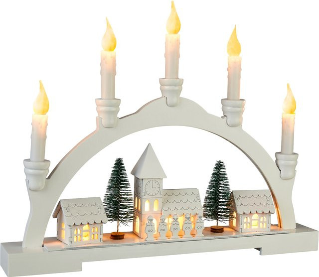 LED-Schwibbogen Winterdorf von Viva Domo aus Holz in Weiß für deine Weihnachtsdekoration - Bild 1