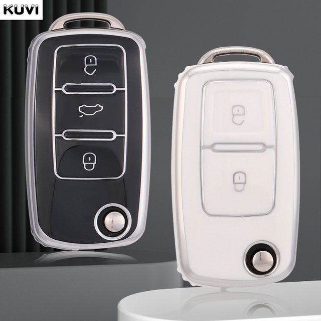 Kuvi TPU Autoschlüssel Etui Abdeckung für VW Volkswagen Golf Passat Polo Touran und Skoda - Bild 1