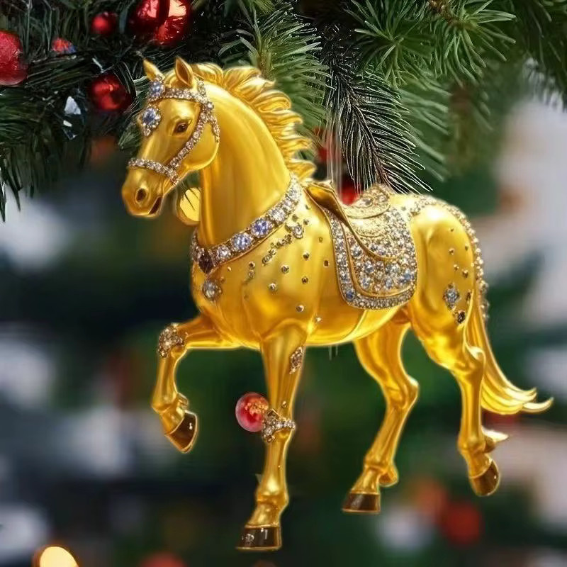 Gmarty 2D Acryl Pferd Anhänger als Rückspiegel-Dekoration und Ornament für Rucksack oder Weihnachtsbaum - Bild 2