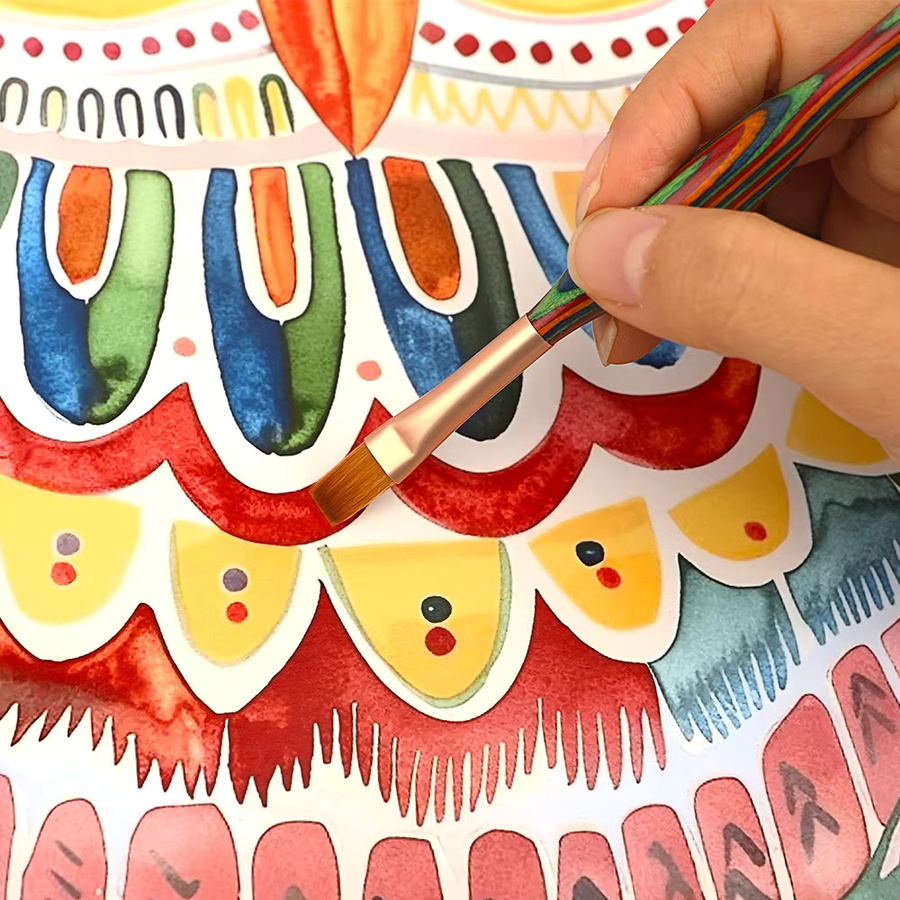 ArtSecret Detailpinsel Set mit Tragetasche, 4er Set aus Holz und Nylon in Gold und Multicolour, Kunstpinsel für Acryl, Öl und Gouache - Bild 4