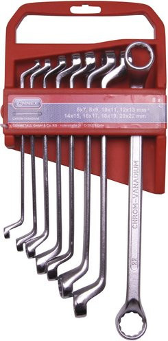 Connex Ringschlüsselsatz 8-teilig aus Stahl in Silber und Rot mit Schlüsselgrößen von 6 bis 22 mm - Bild 1