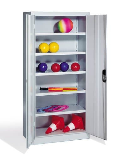 BIGBOXX Ballschrank aus Metall in Weiß mit Scharniertüren und Regalböden - Bild 1