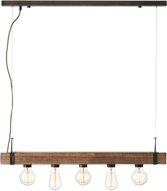 Brilliant Woodhill Pendelleuchte 5-flammig in Schwarz und Holz, höhenverstellbar, E27, für LED-Leuchtmittel geeignet - Bild 1