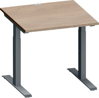 Schäfer Shop Genius Schreibtisch MODENA FLEX in Eiche und Anthrazit, höhenverstellbar, B/T/H: 80 x 80 x 65-85 cm - Bild 1