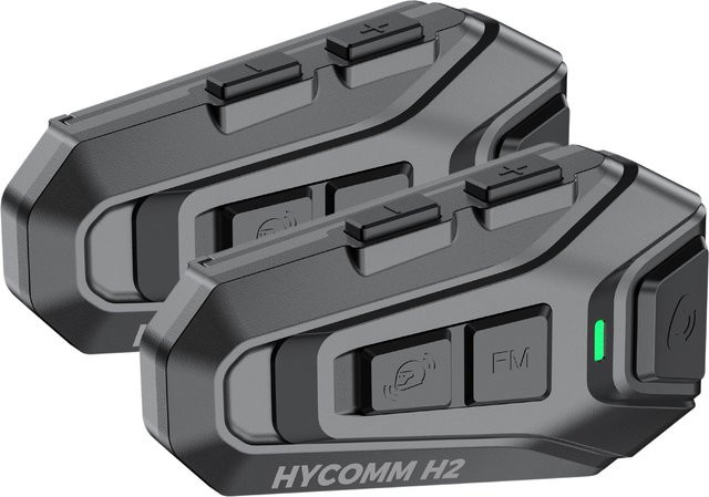 HYCOMM H2 Motorrad-Bluetooth-Headset in Schwarz mit 2-Wege-Helm-Gegensprechanlage, 35 Stunden Akkulaufzeit, IP67 wasserdicht und DSP CVC Geräuschunterdrückung - Bild 1