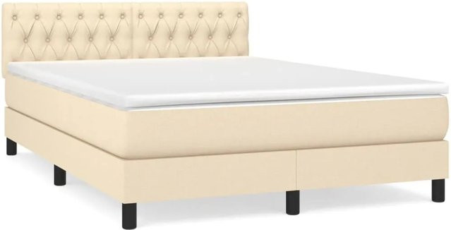 vidaXL Boxspringbett mit Matratze in Beige, Hybrid-Konstruktion mit Taschenfederkern, B/T: 140 x 200 cm - Bild 1
