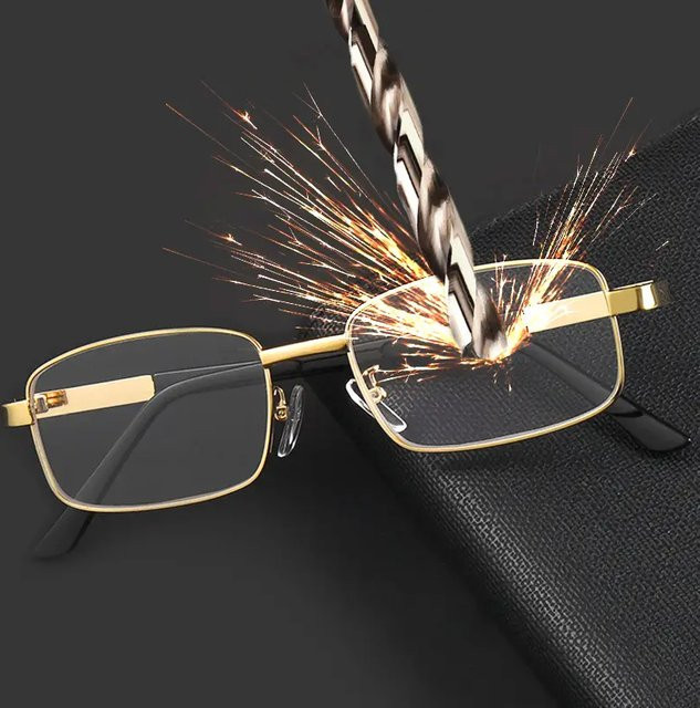 ISENGHUO Lesebrille Vollrand, Metall, rectangular, gold, black - Bild 1