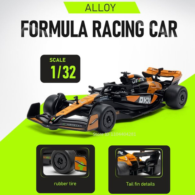 MAKEDA F1 Formel-Rennwagen, Druckguss-Modell, 1:32, Metall, Gummi - Bild 1