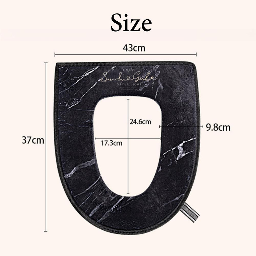 Yiran Furniture Wasserdichte WC-Sitzbezugmatte aus Baumwolle mit Reißverschluss und Griff, Schwarz, Kreisform - Bild 3