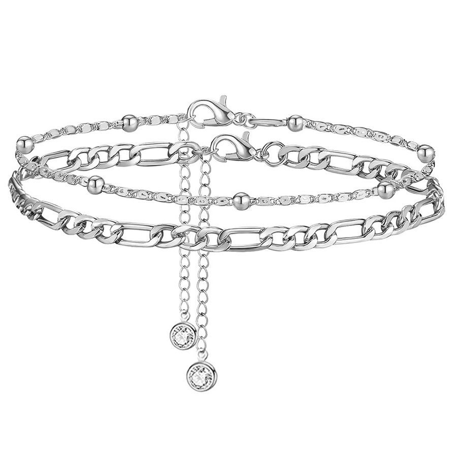 DAIPAN Fußkettchen Set, Edelstahl, Silber, Damen - Bild 1