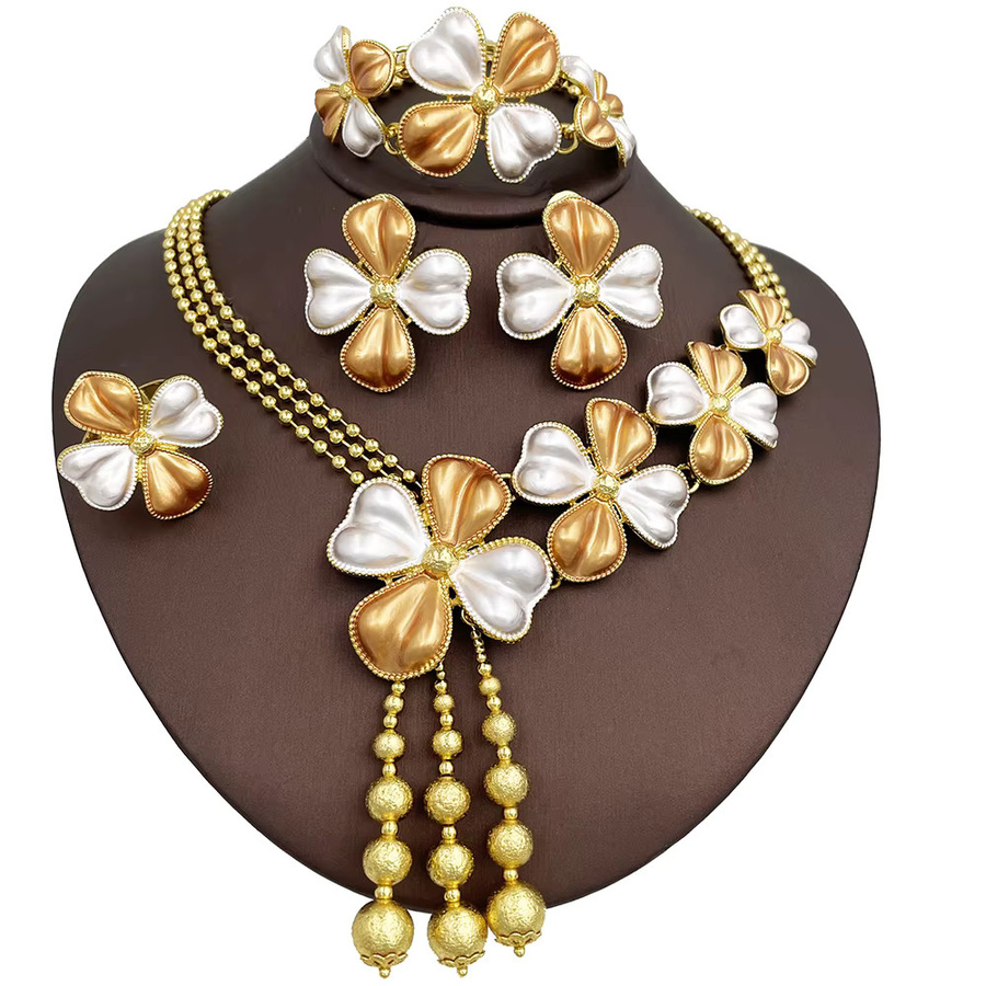 GZJPEI Schmuckset Damen, Goldfarben, Perle, Hochzeit - Bild 3