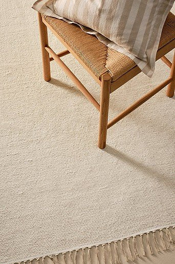 Jotex Baumwollteppich TONE in Weiß und Beige, rutschfest und minimalistisch gewebt - Bild 1