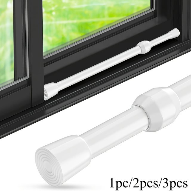 Verstellbare Sicherheitsstange aus poliertem Stahl in Silber für Fenster und Glastüren mit Gummispitzen - Bild 1