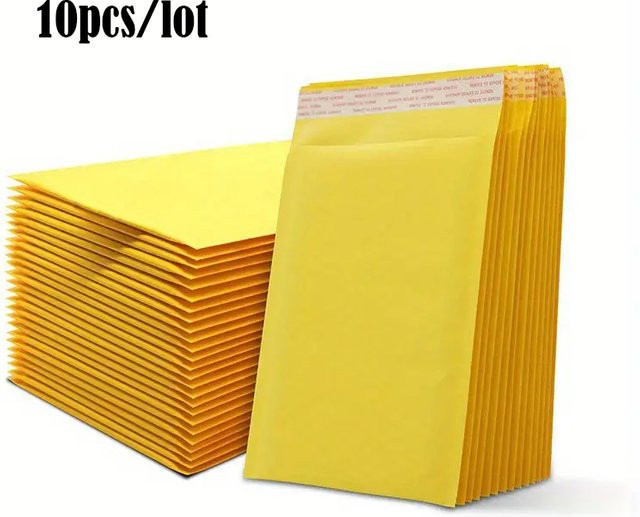 10 Stück selbstklebende Luftpolstertaschen in Gelb und Schwarz für sicheren Versand von Büchern und Geschenken - Bild 1