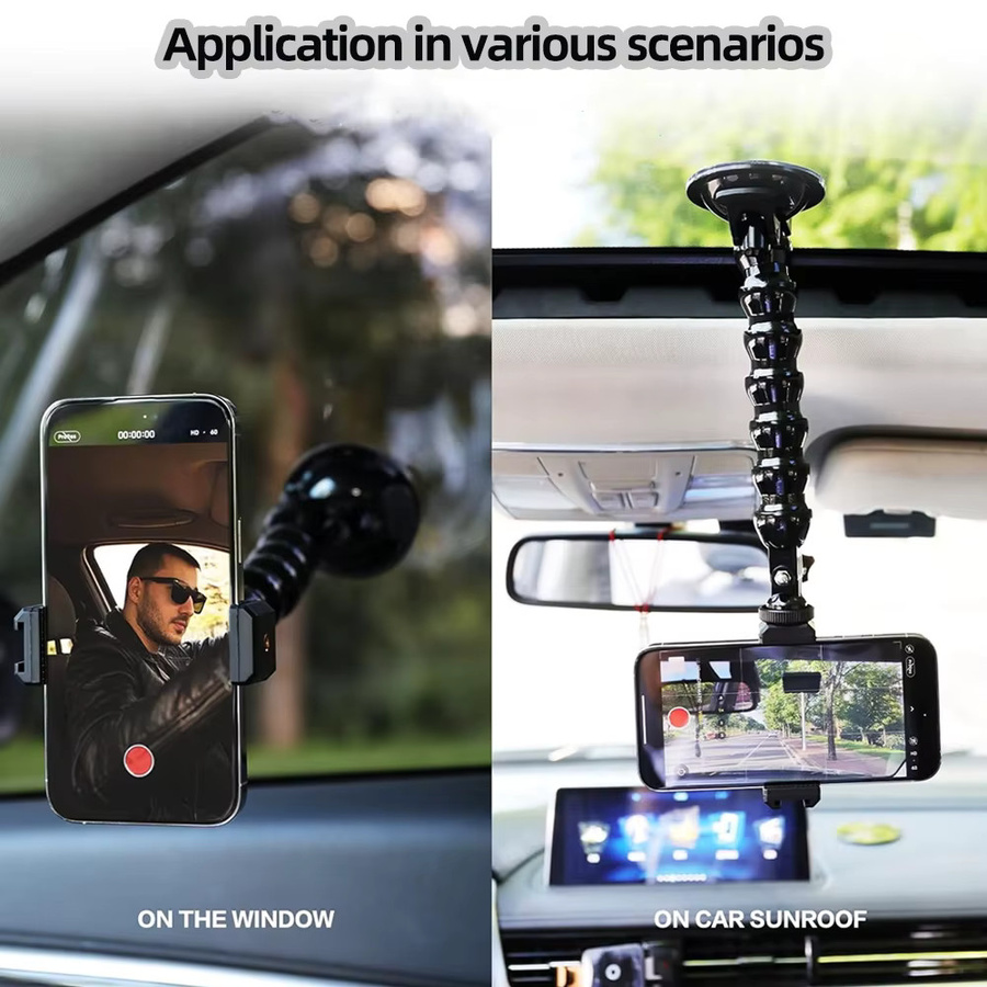 EXSKOF Flexible Saugnapf Schwanenhals Halterung in Schwarz für GoPro, Insta360, DJI Osmo Action und andere Action Cameras - Bild 5