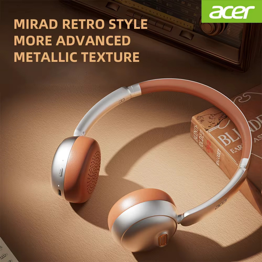 Acer OHW111 Bluetooth-Kopfhörer im Retro-Stil, kabellose Over-Ear Headset in Braun mit HIFI Stereo Sound und 70 Stunden Spielzeit - Bild 3