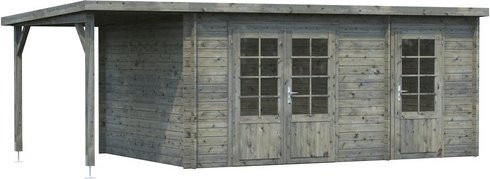 PALMAKO Blockbohlenhaus Ella aus Fichtenholz in Grau, B/H/T: 614 x 214 x 300 cm - Bild 1