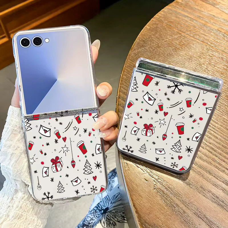 Samsung Galaxy Z Flip Handyhülle mit Cartoon Weihnachtsbaum Design in Transparent - Bild 1