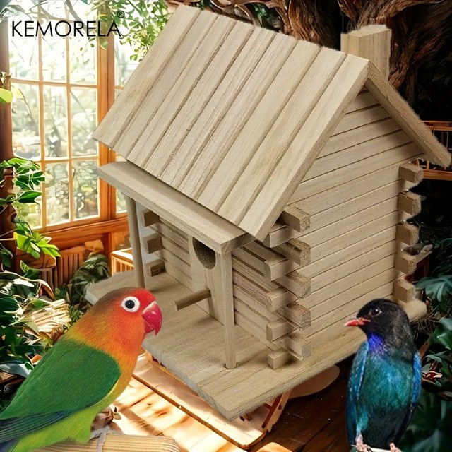 Vogelnestbox aus natürlichem Kiefernholz und Zedernholz als hängendes Zuchthaus für kleine Vögel für den Innen- und Außenbereich - Bild 1