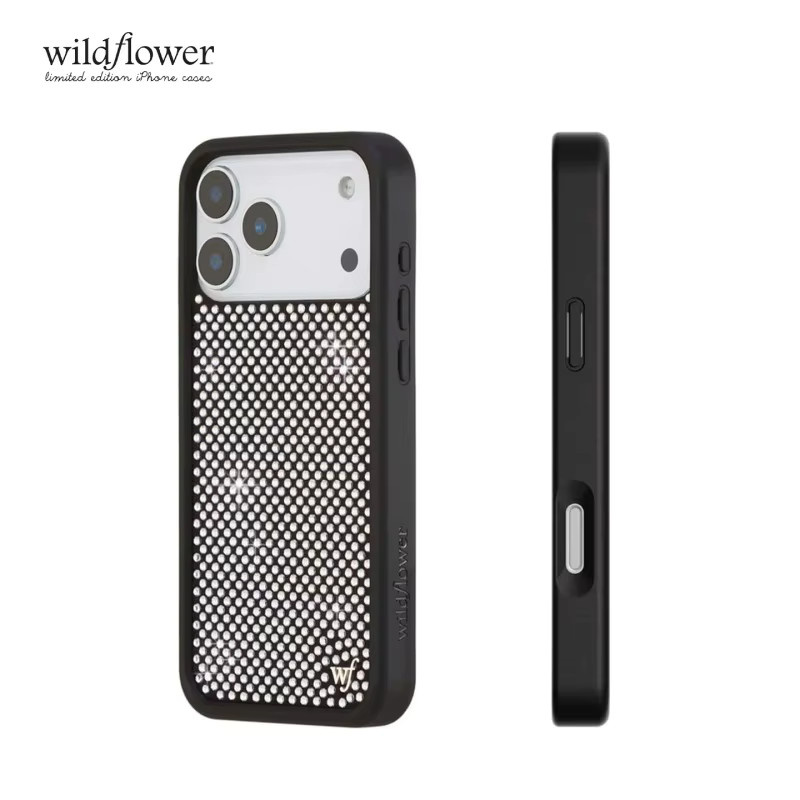 Potdemiel Handyhülle Wildflower INS 3D mit Strass und Glitzer für iPhone 17 16 15 14 13 Pro Max in Pink Schwarz Weiß - Bild 3
