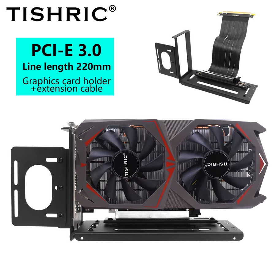 TISHRIC PCIe 3.0 16X Riser-Karte Grafikkarte PCI-E Slot Extender mit flexiblem Flachbandkabel-Adapter und Halterung in Schwarz oder Weiß - Bild 3
