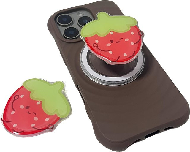 Erdbeer Griptok Handyhalter mit Cartoon-Design für iPhone 17 Pro Max und 16 Pro - Bild 1