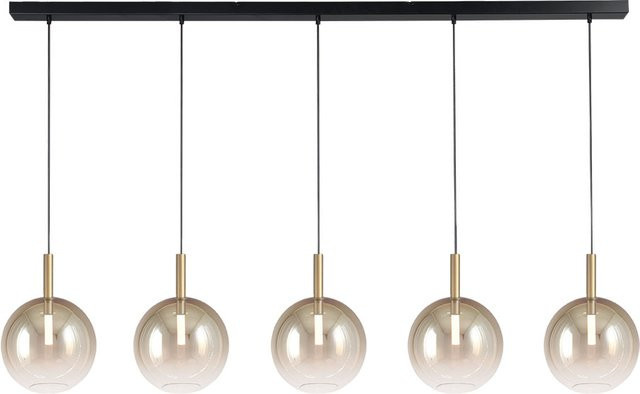 Masterlight Lido LED-Pendelleuchte 5-flammig in Gold mit transparenten Glaselementen - Bild 1