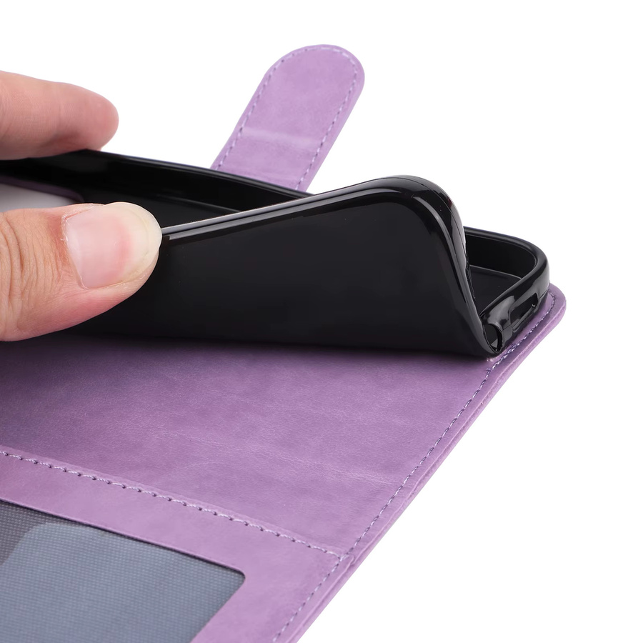 Magnetische Leder-Brieftaschenhülle für Samsung Galaxy S26 Plus Edge Ultra mit Standfunktion und geprägtem Blumen- und Schmetterlingsmuster - Bild 4
