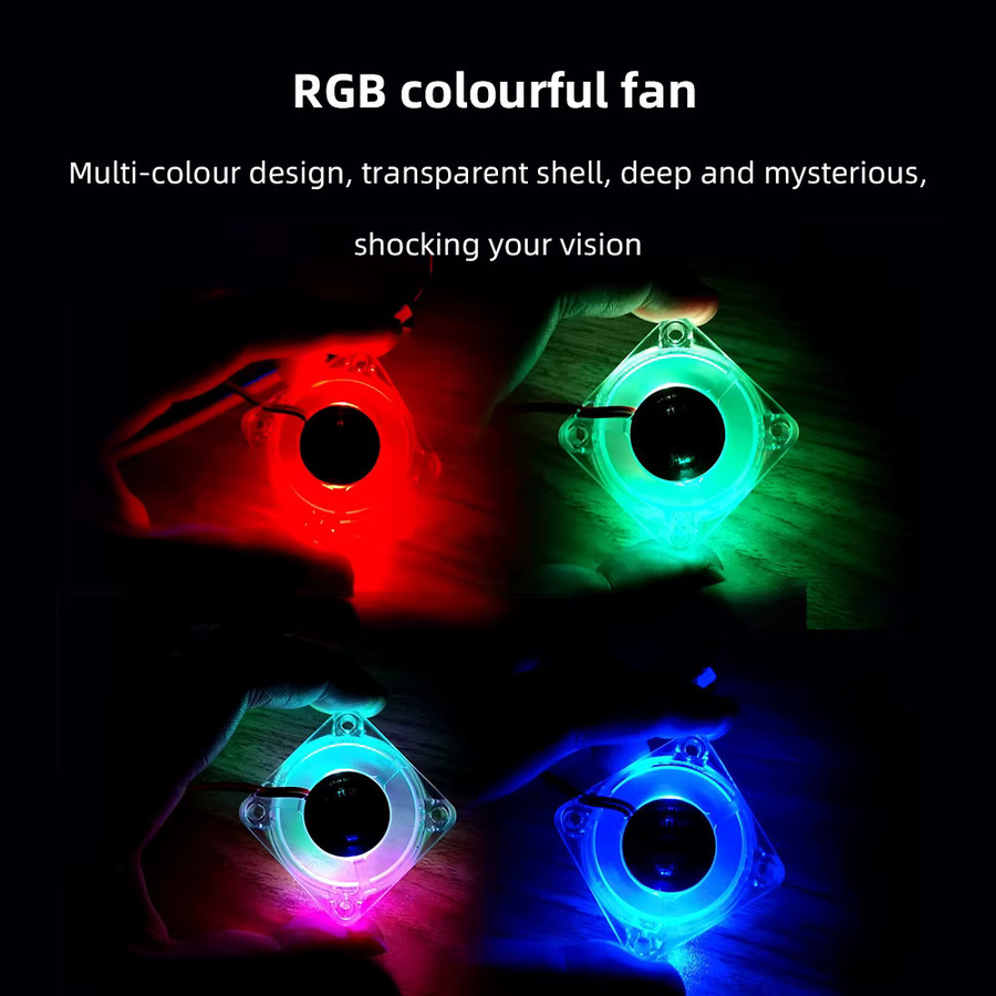 Voron Mini Lüfter mit RGB LED und hydraulischem Lager für 3D Drucker, DC 12 V 24 V, Multicolour/Transparent - Bild 3