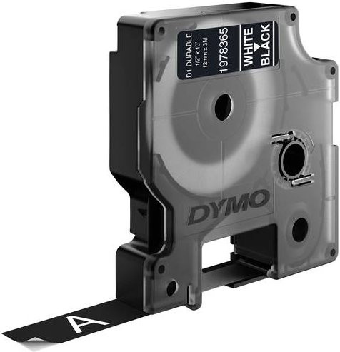 Dymo D1 Hochleistungs-Schriftband aus Vinyl, Farbe: Schwarz mit weißer Schrift, Breite: 12 mm, Länge: 3 m - Bild 1