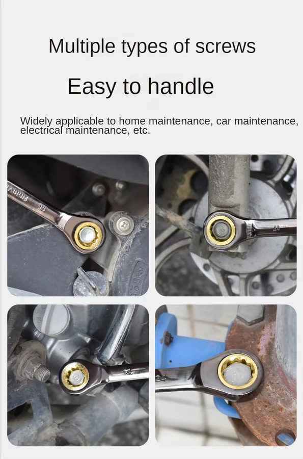 Baolian Universeller Verstellbarer Torx-Schlüssel 8-22mm Ratschenschlüssel in Silber für Fahrrad, Motorrad und Auto Reparaturen - Bild 4