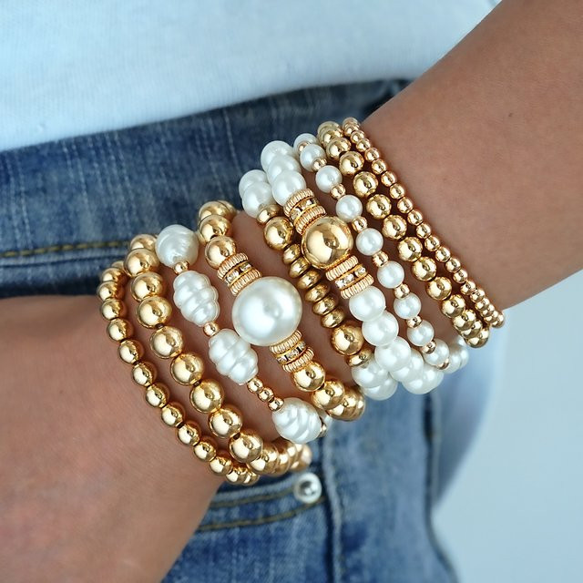 Armband-Set Perle, Gold, Damen, Vintage - Bild 1