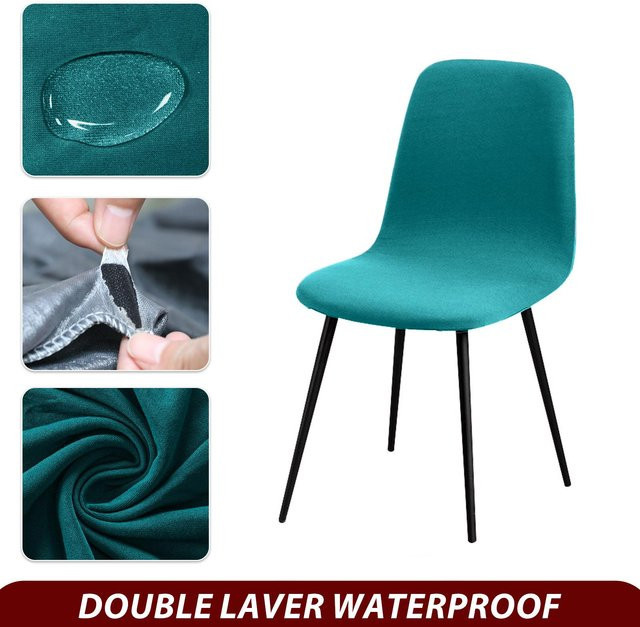 Leorate Wasserdichter Schalenstuhlbezug mit kurzer Rückenlehne in Hellblau, elastischer Esszimmer Sitzbezug aus Polyester und Elastan - Bild 1