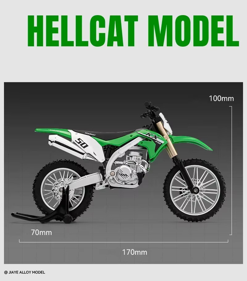 Double Horses KX450 Rennmotorrad Modell, 1:12, Metall, Grün - Bild 5