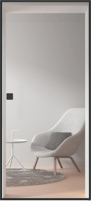 Skyscope Portal Glasschiebetür aus ESG Floatglas mit Siebdruck-Dekor in Schwarz Transparent, B/H: 94 x 206 cm, DIN Links/Rechts reversibel - Bild 1
