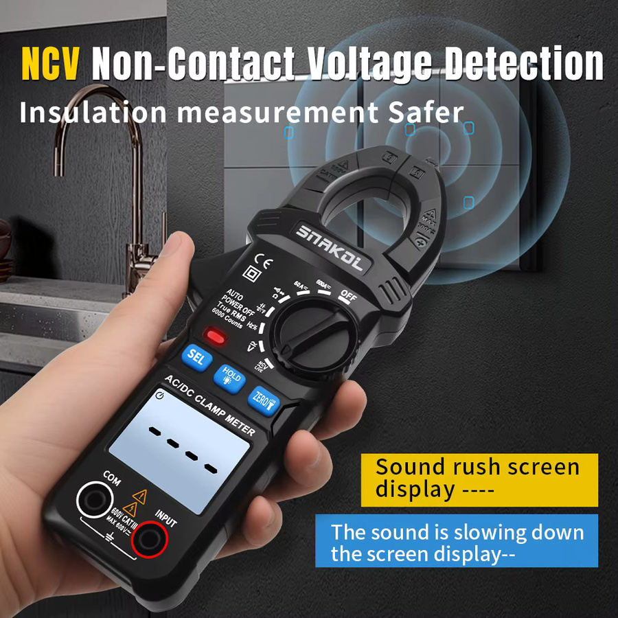 SNAKOL Digitales Zangenmultimeter 600A AC/DC Strom- und Spannungsmesser mit NCV-Spannungserkennung für professionelle Elektriker - Bild 2