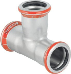 Geberit Mapress T-Stück aus C-Stahl, Durchmesser: 18 mm, silber, außen verzinkt - Bild 1