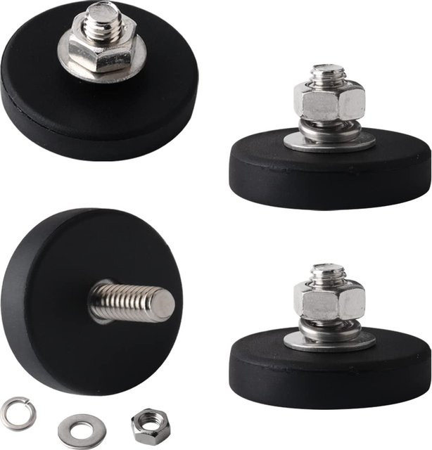U-POLEMAG Magnetische Montagehalterung aus Metall in Schwarz mit Gummibeschichtung und Gewindestift für Solarpanels, Kameras und Lichtleisten - Bild 1