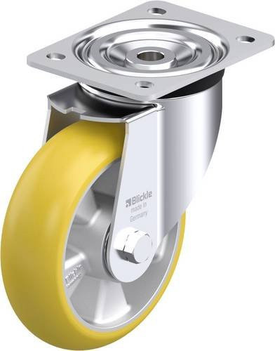 Blickle L-ALTH 160K-CO Stahlblech-Lenkrolle in Silber und Gelb mit 160 mm Rad-Durchmesser und 400 kg Tragfähigkeit - Bild 1