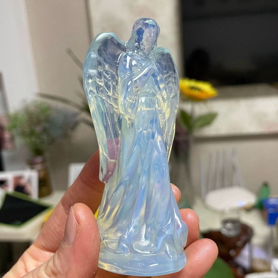 TAIHESJ Engel-Statue aus natürlichem Opal-Stein in Multicolor, Höhe: 10 cm - Bild 3