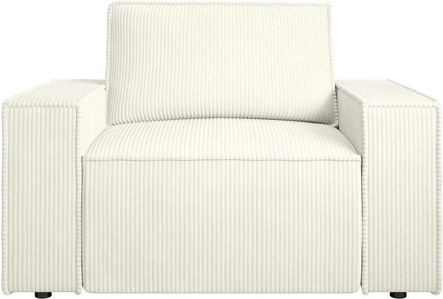 Vente-unique Sessel Amelia mit gerader Rückenlehne und Armlehnen in Weiß Cord, Breite: 120 cm - Bild 1
