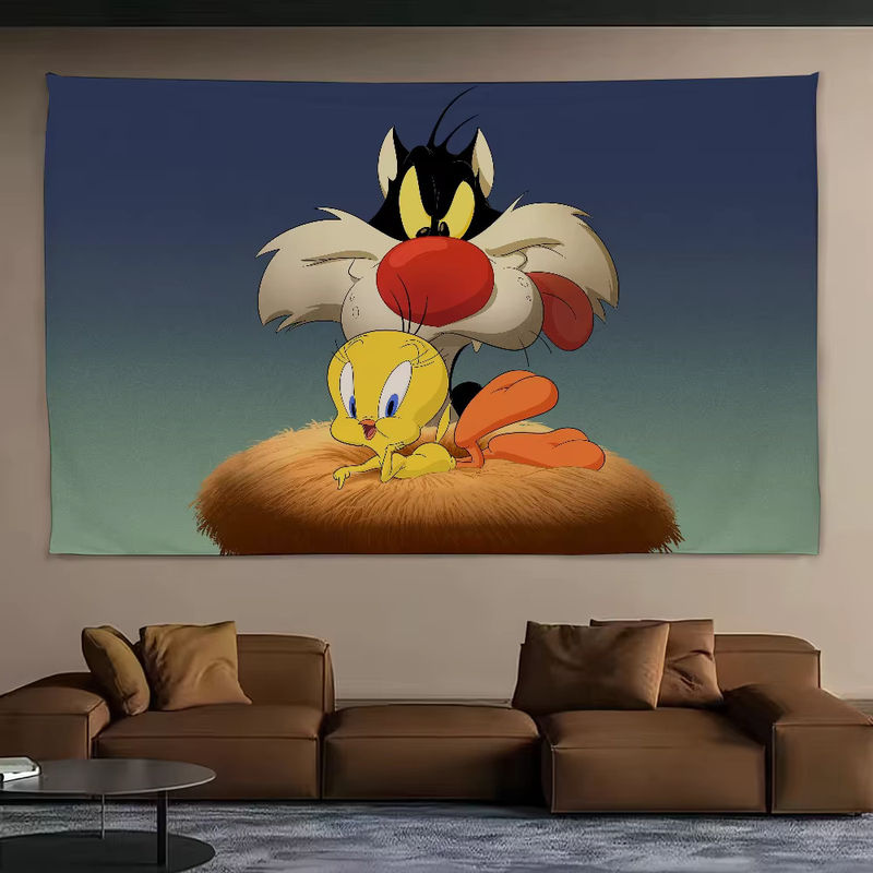 Cartoon Tweety Vogel Wandbanner Mehrfarbig als dekorative Tapisserie für Wohnzimmer oder Wohnheim - Bild 4