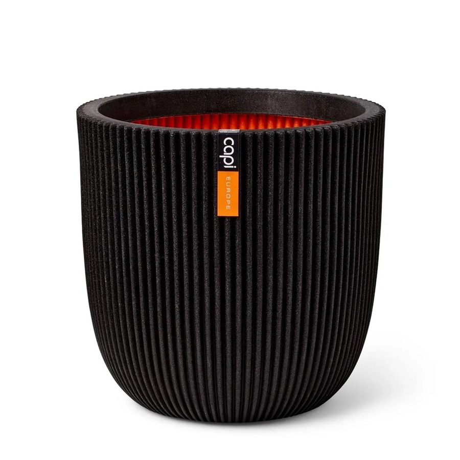 Capi Übertopf Kugel Groove NL in Schwarz, B: 43 cm, T: 41 cm, H: 41 cm - Bild 2
