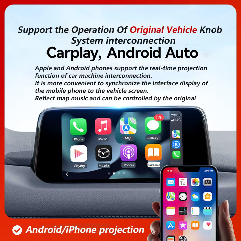 Guideforyou RWD P2 Drahtlose Apple CarPlay und Android Auto Verbindung via Bluetooth und WiFi für Mazda und Toyota, Schwarz, TK78669U0C - Bild 2