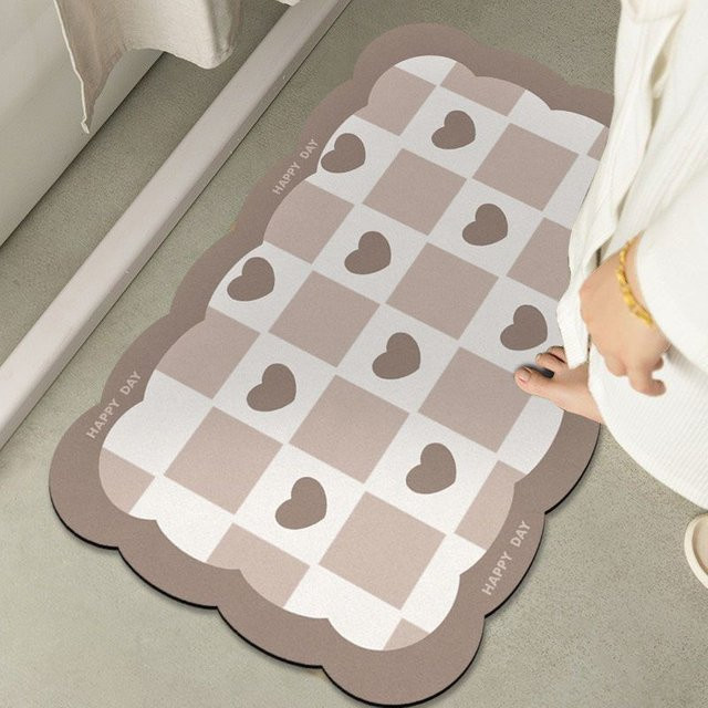 Moderne Kieselgur-Badezimmermatte von Household supplies MH, schnelltrocknend und rutschfest, beige, B/T: 60 x 40 cm - Bild 1
