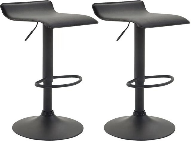 2er Set DELUKE Barhocker DERID in Schwarz aus Kunstleder, höhenverstellbar und drehbar, B/T/H: 36 x 39 x 63 cm - Bild 1