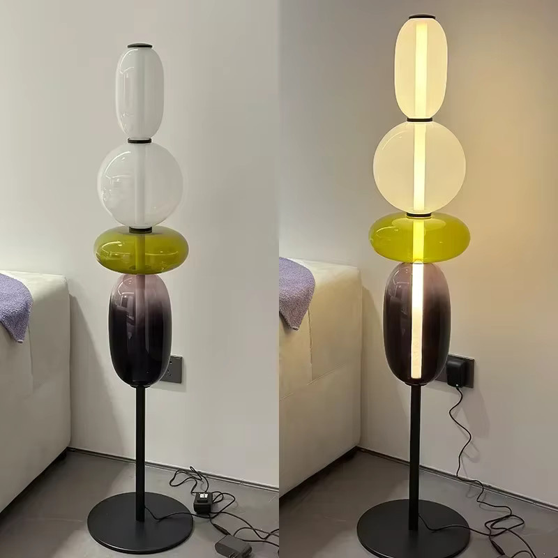 Nordic LED Tischlampe aus farbigem Glas im italienischen Design für Wohnzimmer und Schlafzimmer, Mehrfarbig - Bild 2