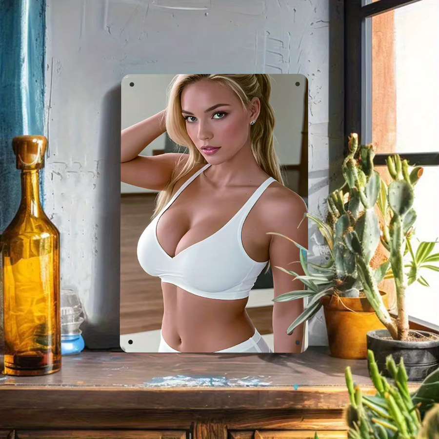 CIFBUY Vintage 2D Metall-Wandkunst Beauty & Sexy, rahmenlose Retro-Wanddekoration, Mehrfarbig, Breite: 20,32 cm - Bild 2