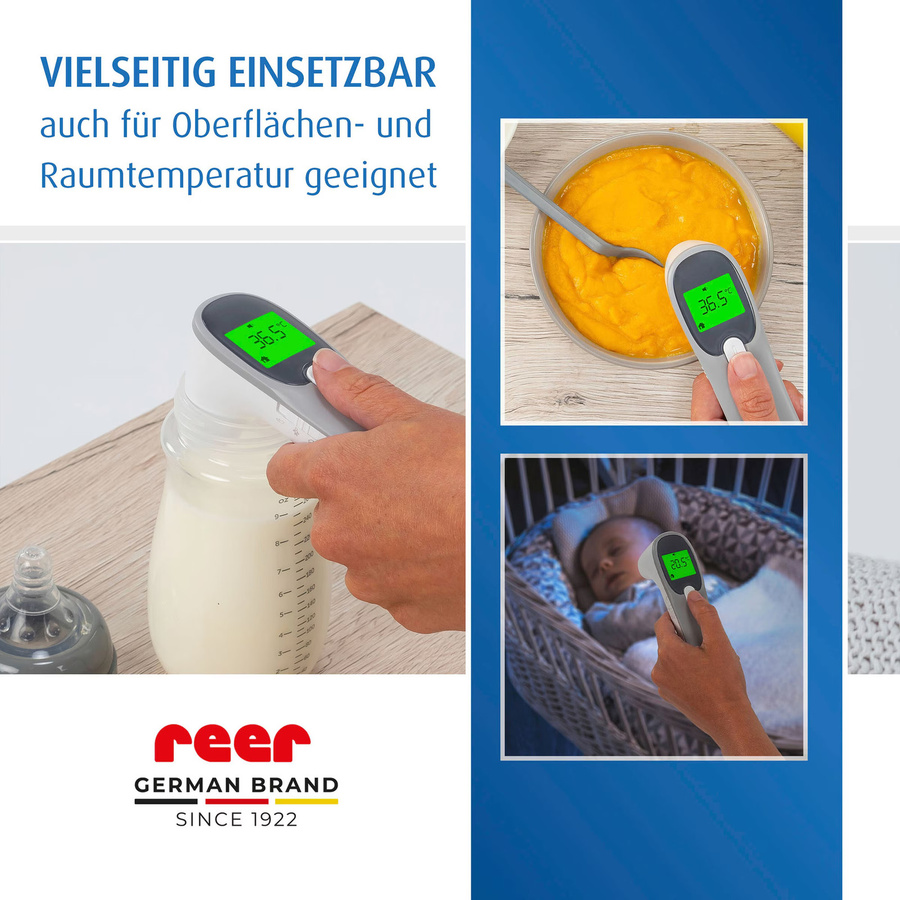 Reer 4in1 Infrarot-Fieberthermometer Colour MaxTemp für Ohr- und Stirnmessung in Weiß Grau - Bild 3